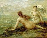 Sea Canvas Paintings - Bathers by the Sea